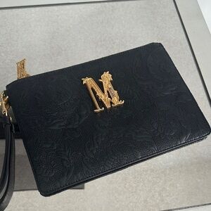 Black leather moschino pouch